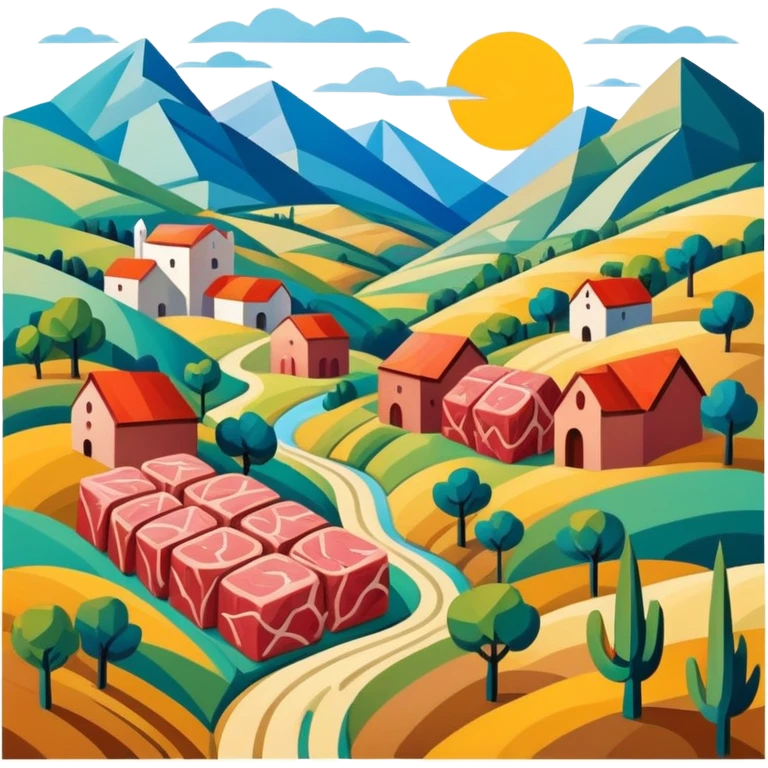 picasso abstract SPAM MEAT valley landscape  emoji