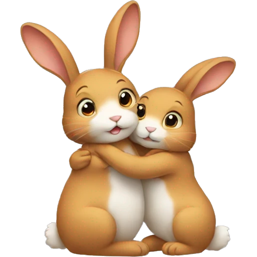 Two rabbits hug each other  emoji