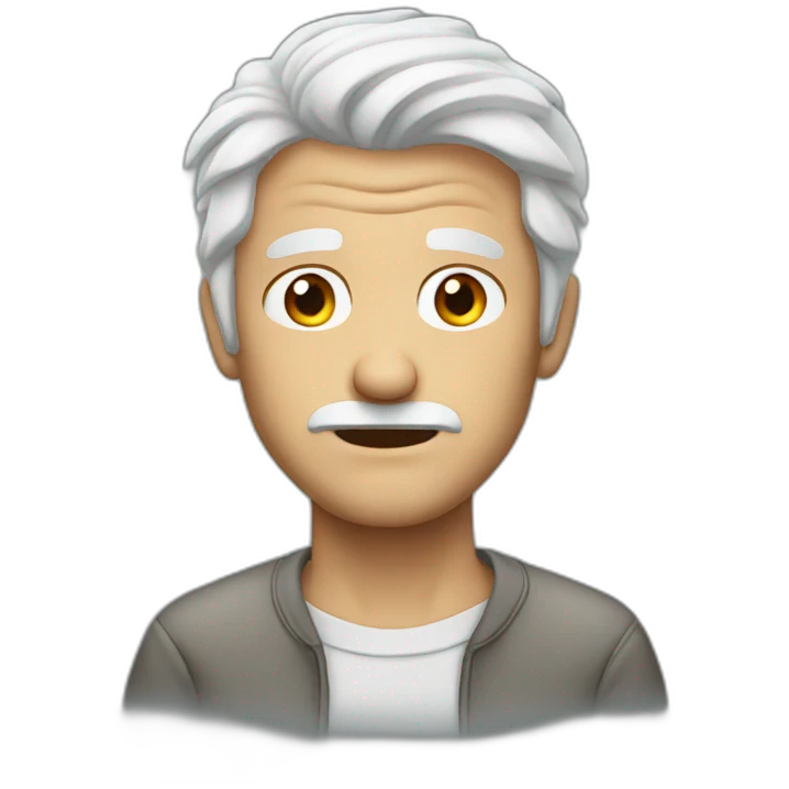 confused white haired man without mustache emoji