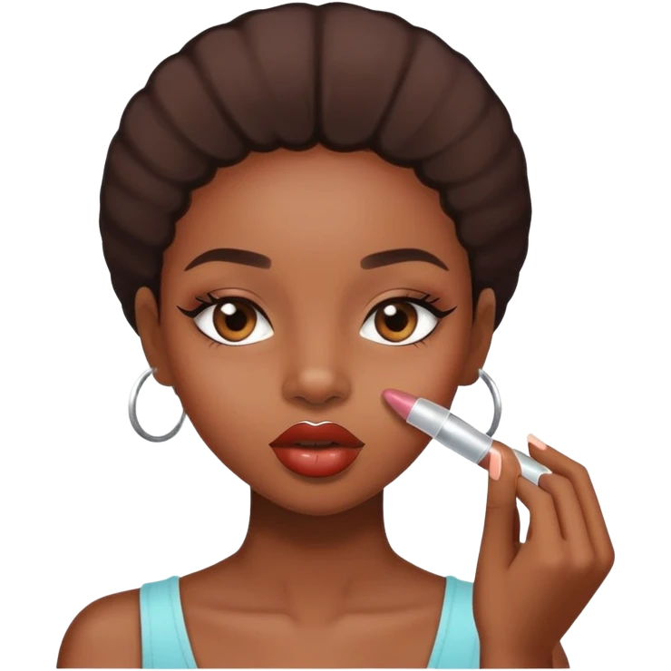 Black girl putting on clear lipgloss emoji