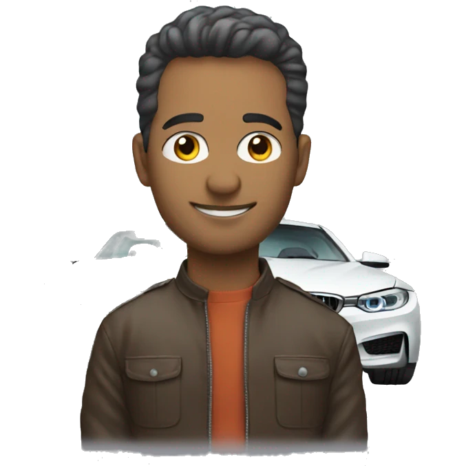 men with bmw behind him emoji