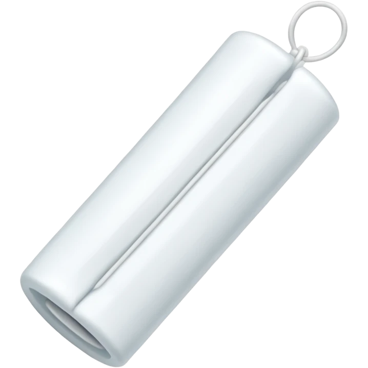a white tampon with ridges and a string attached to the bottom emoji