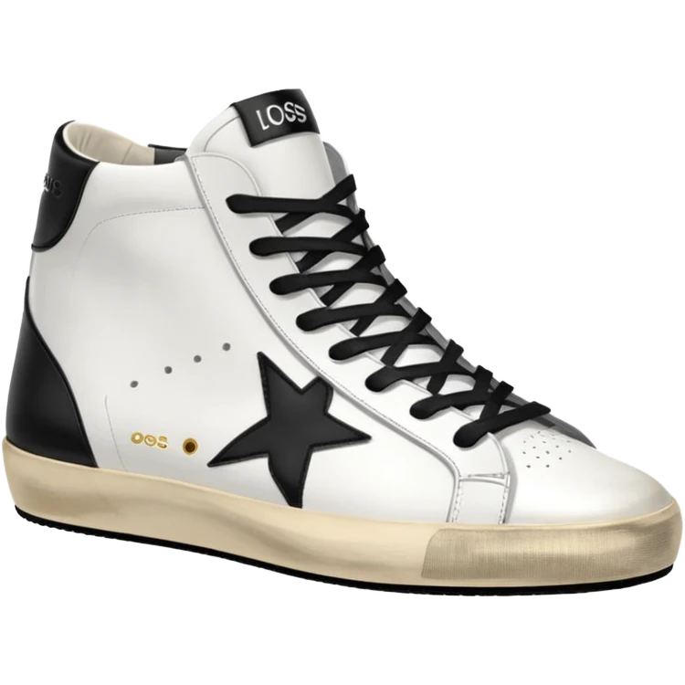 A golden goose shoe sneaker white with black heel emoji