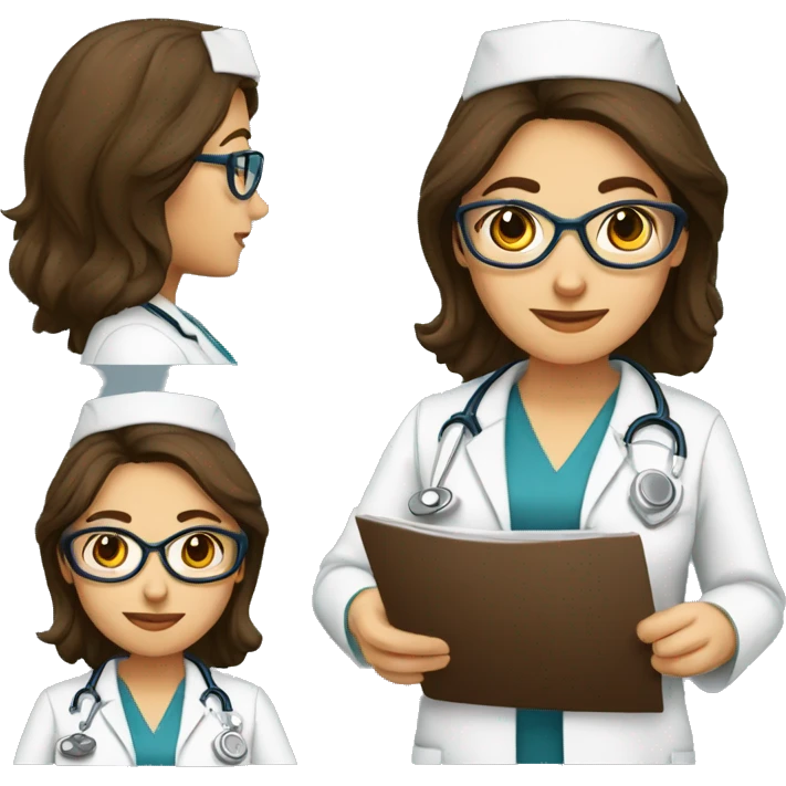 Femme brune médecin avec lunette  emoji
