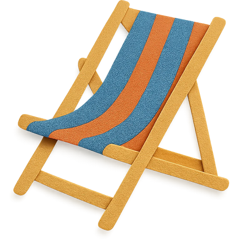 beach chair with layered paper effect in paper-craft style on a white background emoji