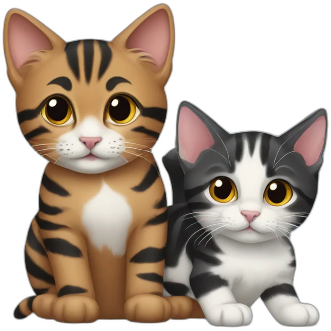 two-cats-bengal-and-cat-black-kitten-together emoji