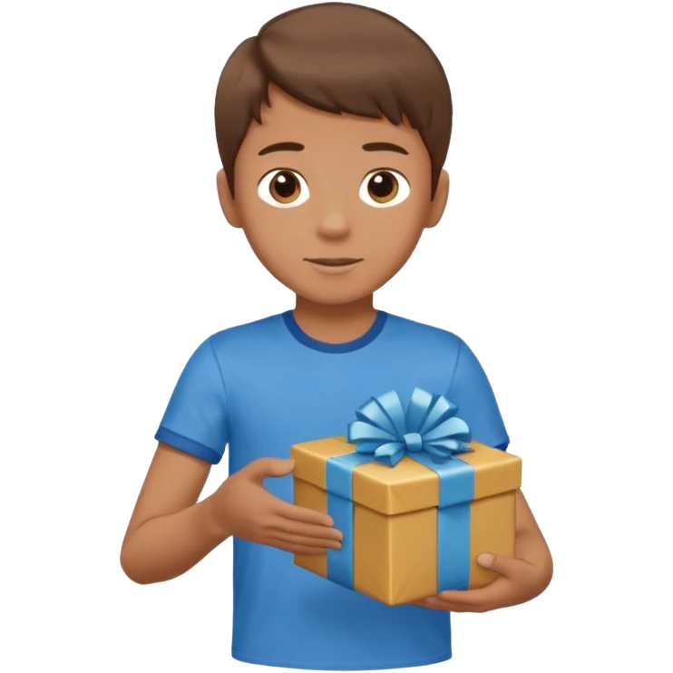 A boy extending hands to receive a oresent. full body. emoji