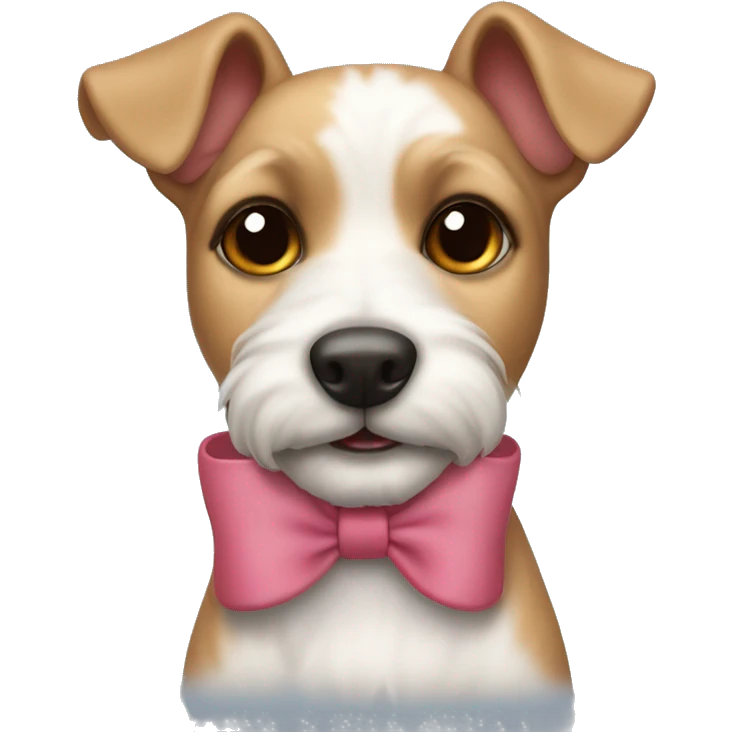 Cute Jack Russen Terrier with a rosa bow at his left ear  emoji