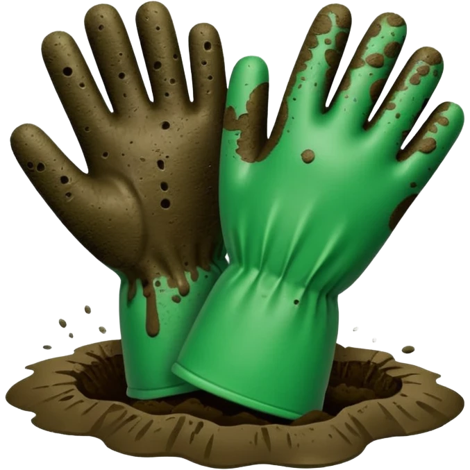 green gloves gardening with mud emoji