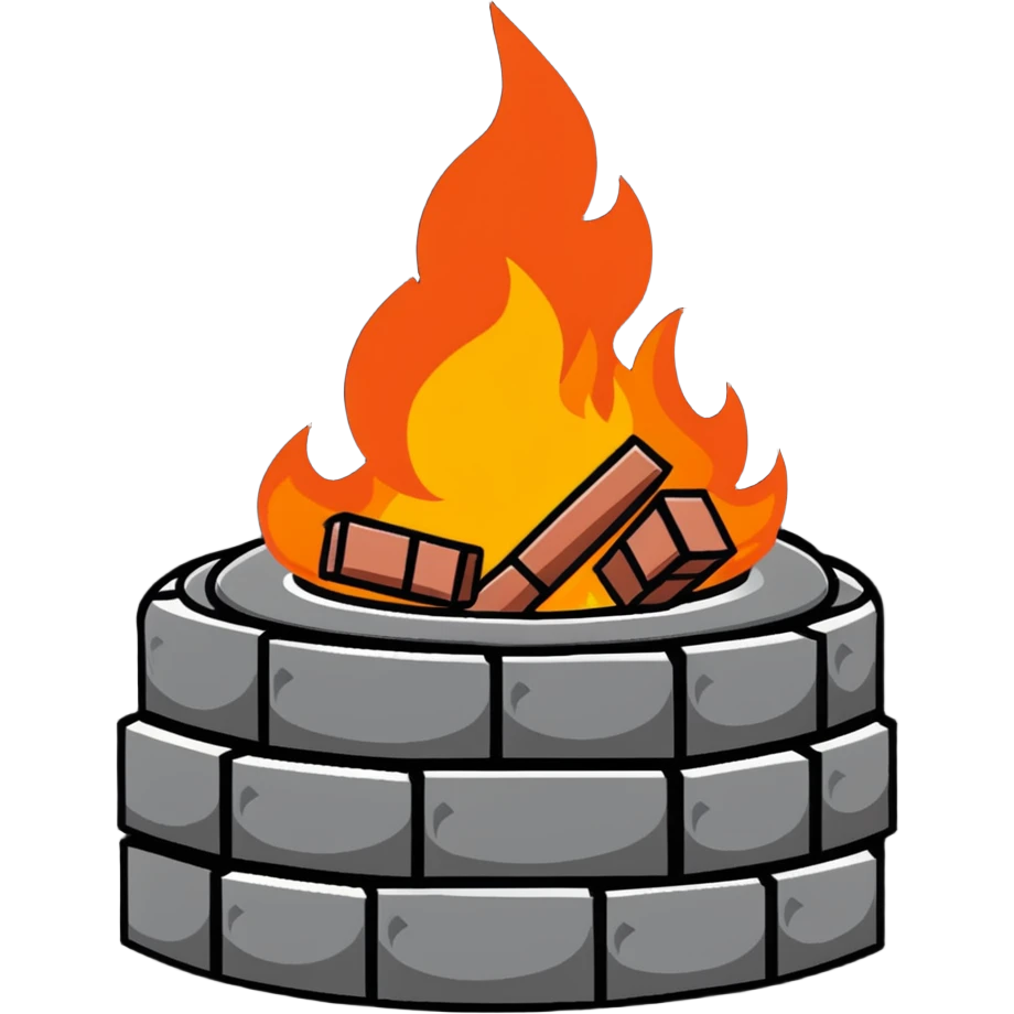 forge with fire and bricks, bold outline emoji