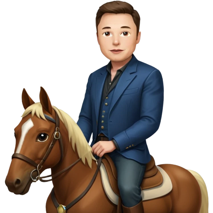Elon musk riding a horsw emoji