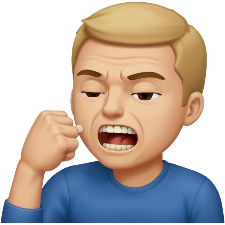 Guy biting his fist with teeth and squeezing his eyes shut  emoji