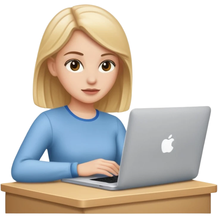White girl working on macbook emoji