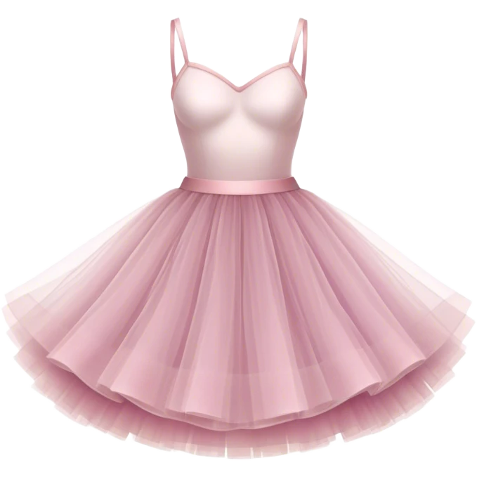 Cinematic Realistic Tutu, layers of fine, soft tulle forming a voluminous and airy skirt, delicate folds catching the light, slightly frayed edges adding authenticity, glowing softly with a warm and ethereal elegance. emoji
