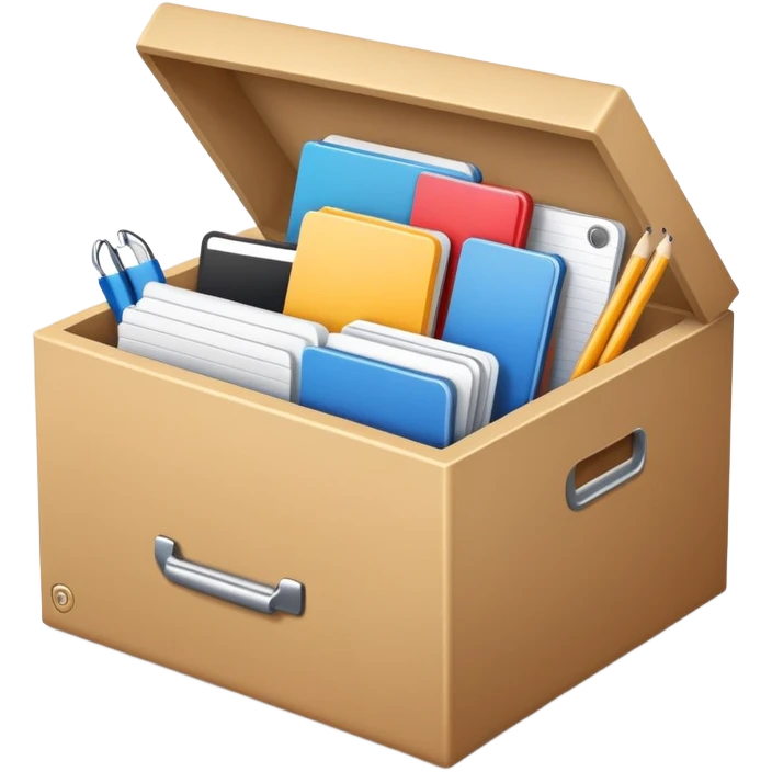 Box full of desktop material  emoji