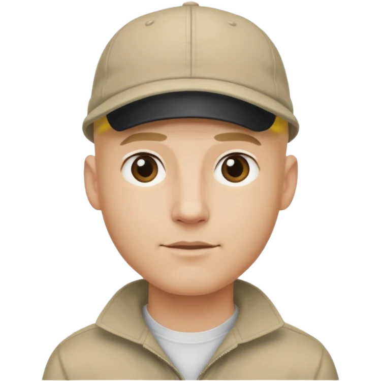 Homme fort blond chauve casquette emoji