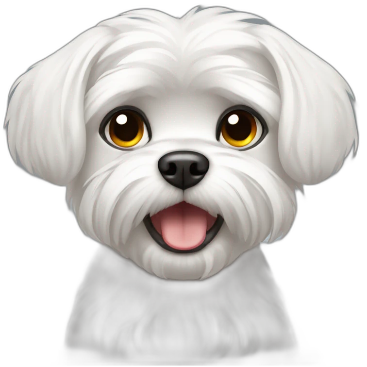 white Maltese little dog with angry face and black eyes emoji