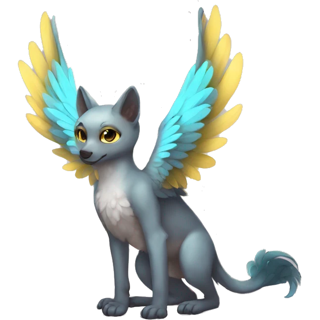 Anthro shy cute winged animal hybrid full body emoji