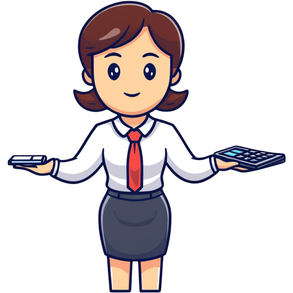 Female accountant spreading arms to the sides emoji