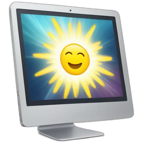 iMac with rays of sunshine emanating emoji