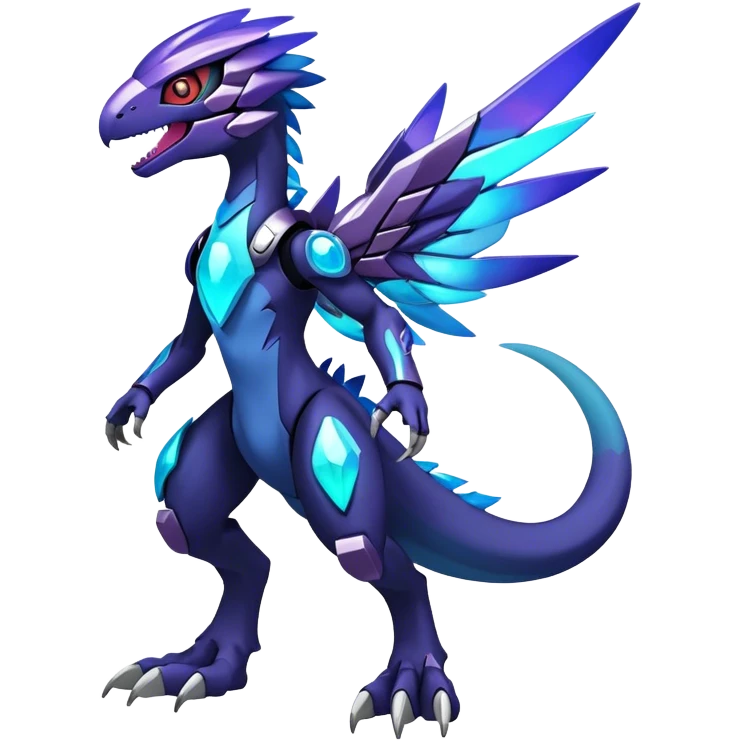 Shiny Nebula Futuristic Fakemon-Pokemon-Digimon-Spectrobes-Raptor-fusion, full body emoji