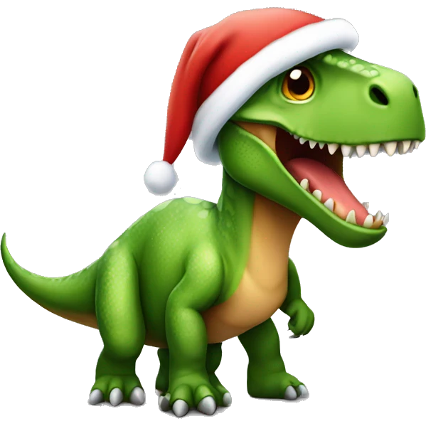 Dinosaur with santa hat emoji