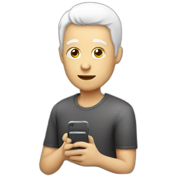 white human with phone emoji