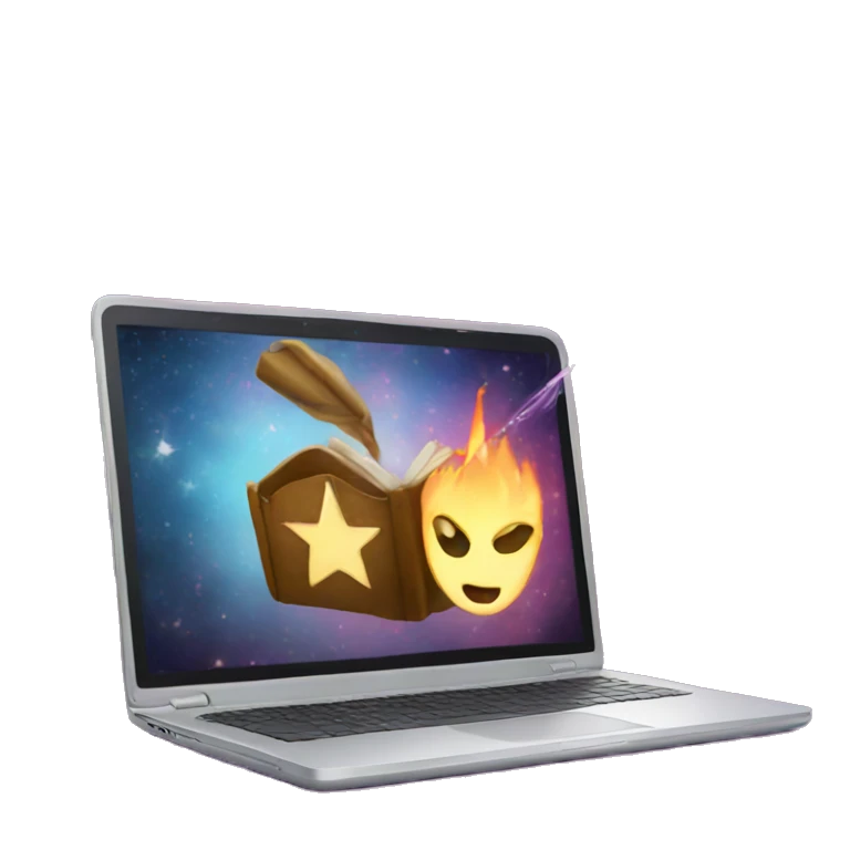 laptop and magic emoji