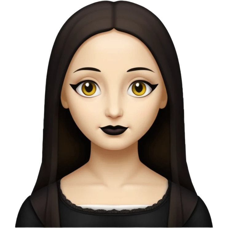 Mona Lisa as a goth in emoji style, dark clothing, gothic makeup, simple face, minimal details emoji