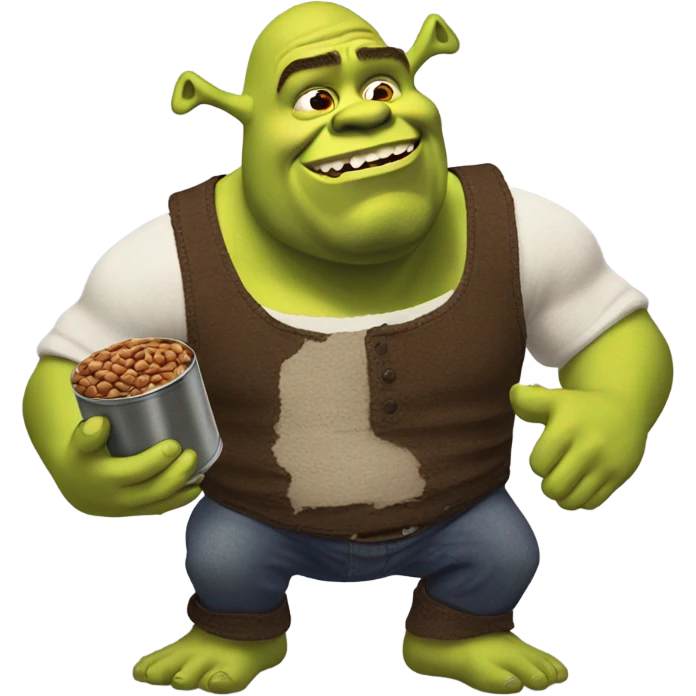 Shrek eating a can of beans emoji
