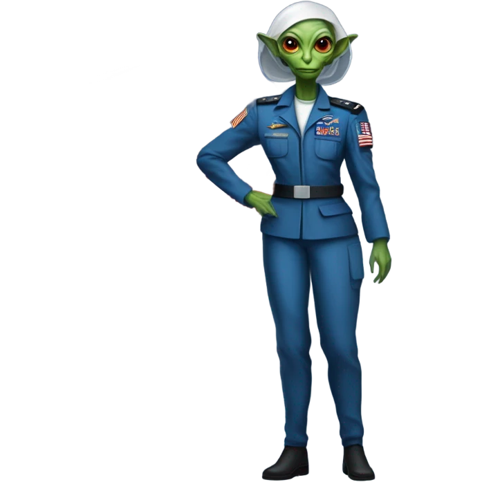 Reptilian Alien woman general blue uniform usa space force, full body,  emoji