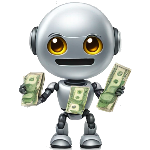 cute robot with money emoji