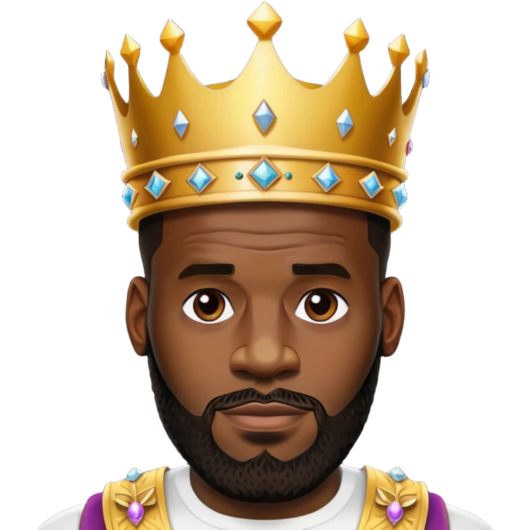 LeBron James face with beard and crown emoji emoji
