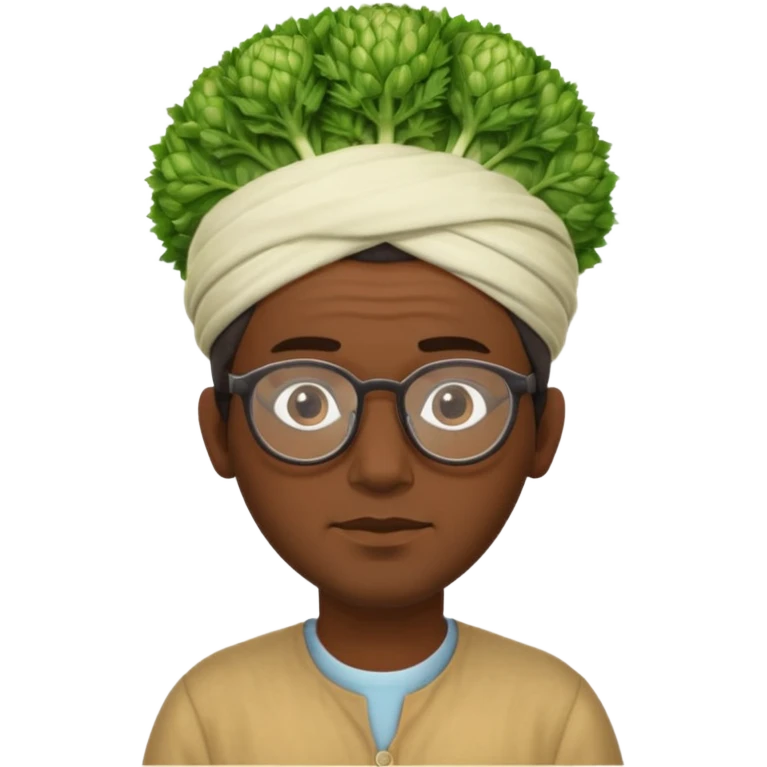 Half moroccan man with a fennel on his head and glasses on emoji