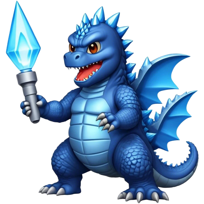 Godzilla pooping a blue beam emoji