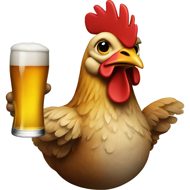 Chicken drinking beer emoji