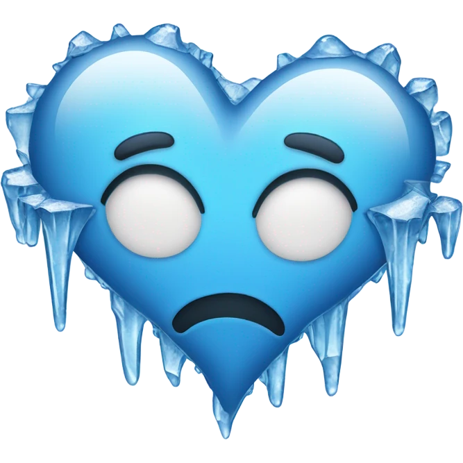 Ice cold cracked dripping heart blue  emoji