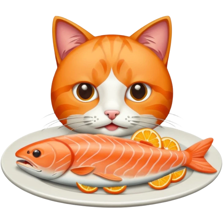 Cat eating salmon emoji