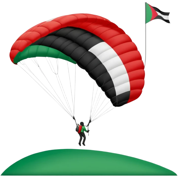 a palestinian flag with a paraglider, respect scrupulously the correct shapes and colours of the flag emoji
