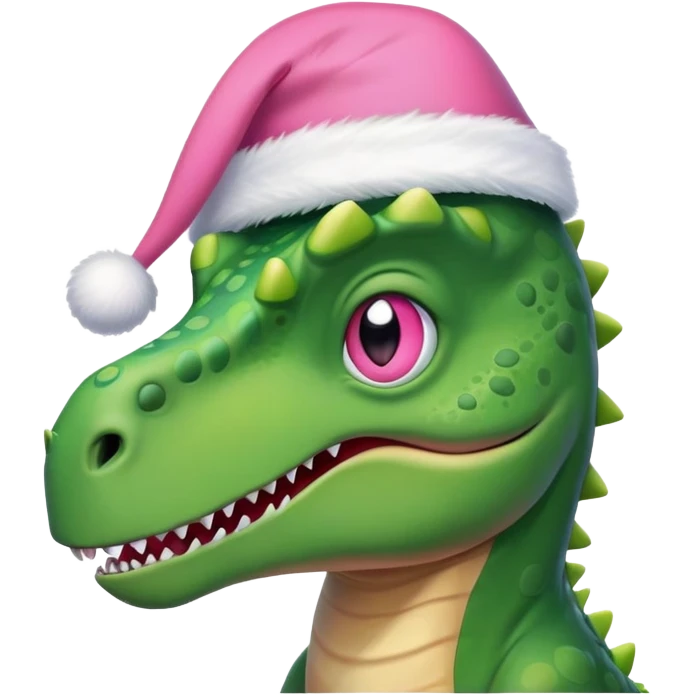 dino wearing pink christmas hat emoji