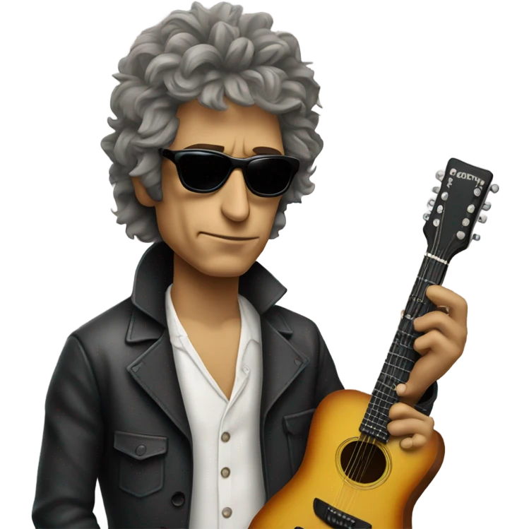 bob dylan with sunglases and guitar emoji