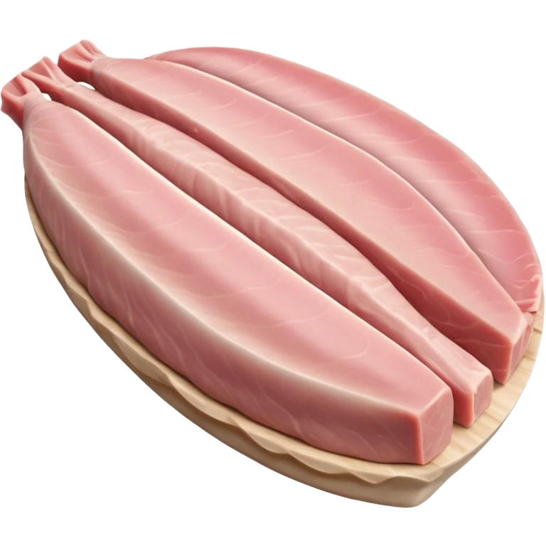 raw turkey fillet, boneless, elongated, pale pink, smooth, moist, fine muscle grain, natural contours, clean, lean, tender, flat or gently curved, no plate, packaging, garnish, or faces, clean 3D, soft shadows, transparent background, emoji scale emoji