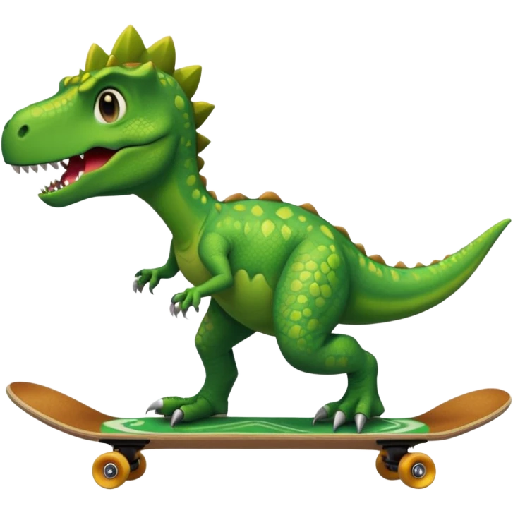 Dinosaur on a skateboard emoji