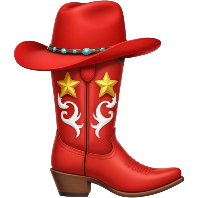 small red cowboy boots with hat on top emoji