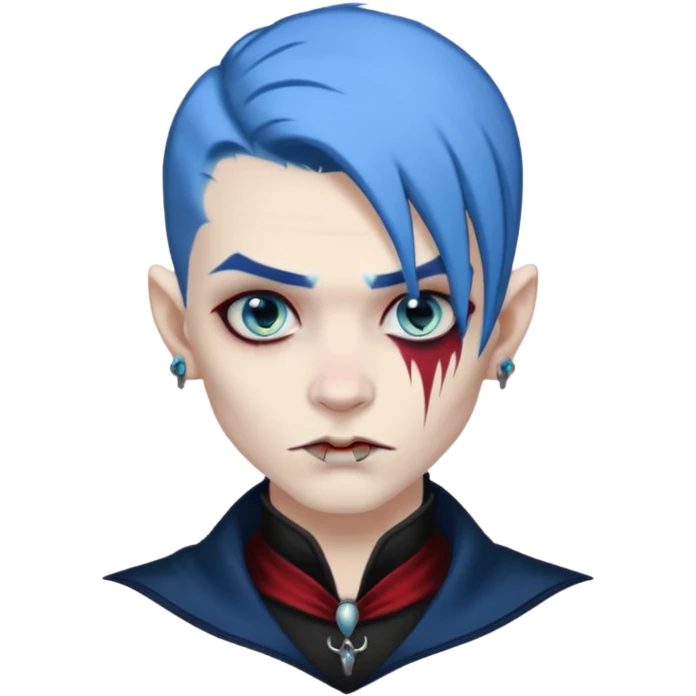 wampire with blue hair and face tattoed emoji
