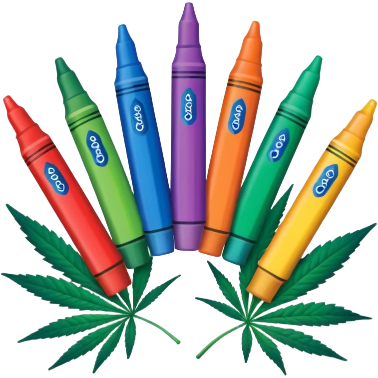 a pack of crayola markers with cannabis leaf emoji