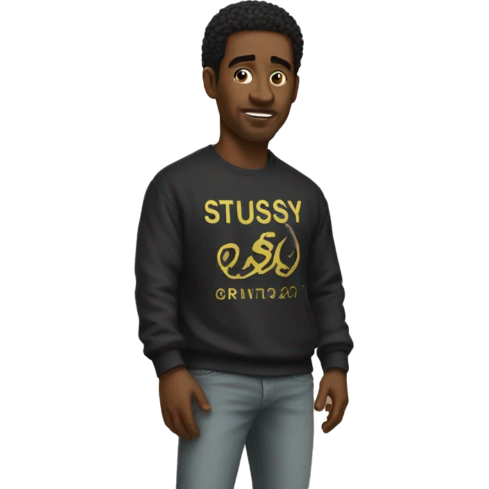 man wearing stussy shirt emoji