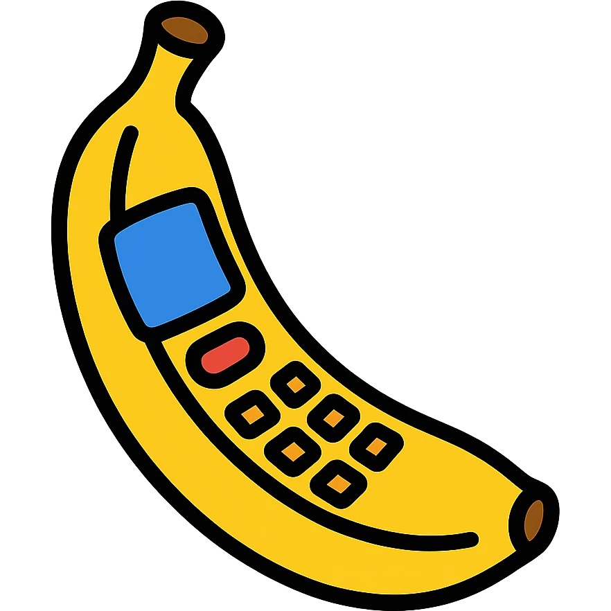 banana with T9 keyboard, minimal flat icon style emoji
