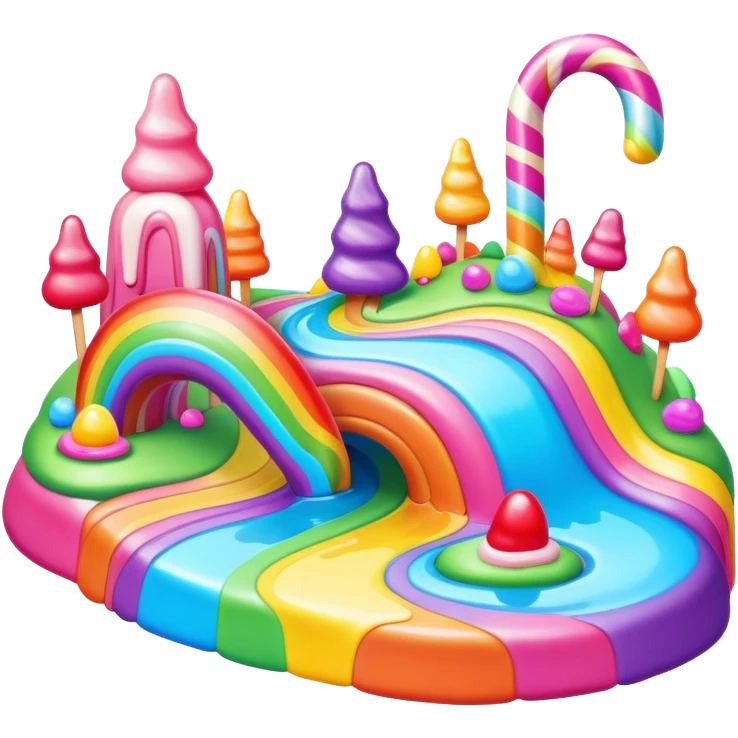 surreal melting neon rainbow candy land landscape emoji