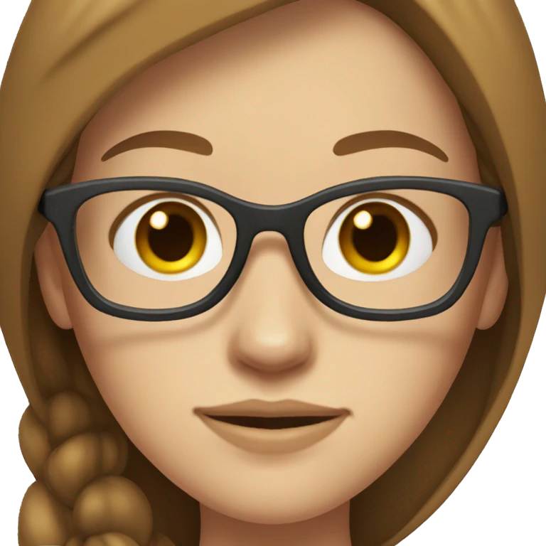 woman with glasses and freckles, with brown hair, bu pale skin emoji